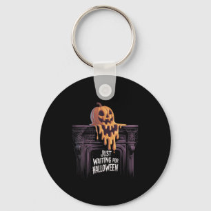 Just Waiting For Halloween Jack O Lantern Hallowee Keychain