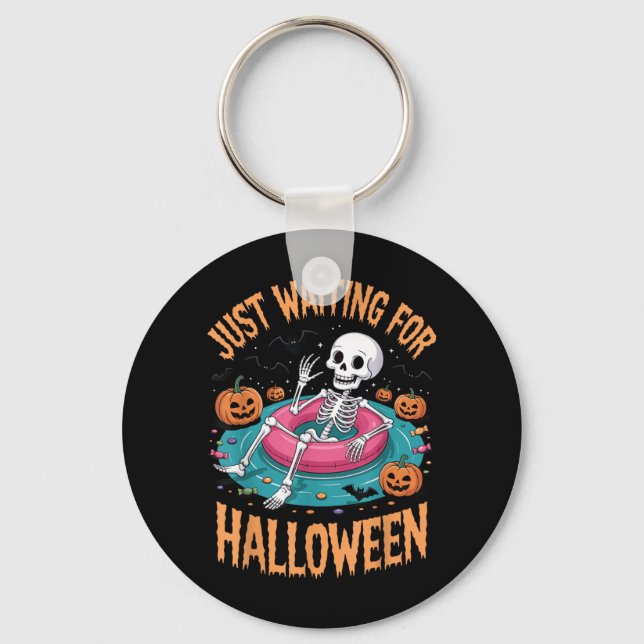 Just Waiting For Halloween Keychain (Front)