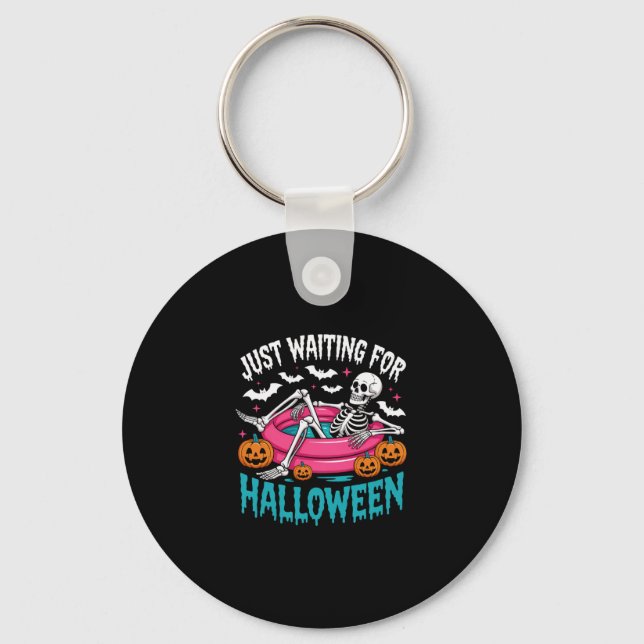 Just Waiting For Halloween Png Keychain (Front)
