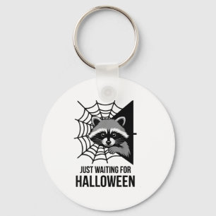 Just Waiting For Halloween Raccoon Cute Print Keychain