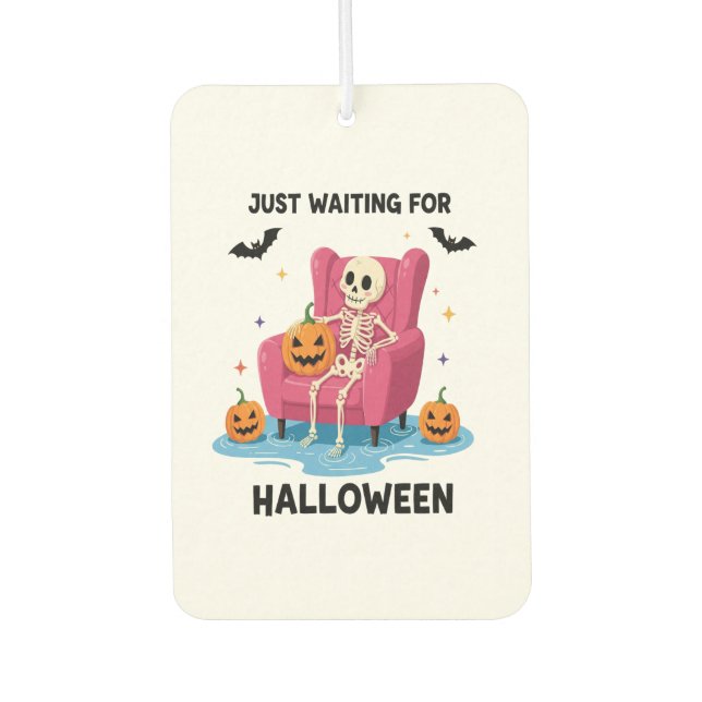 Just Waiting for Halloween Skeleton Air Freshener (Front)