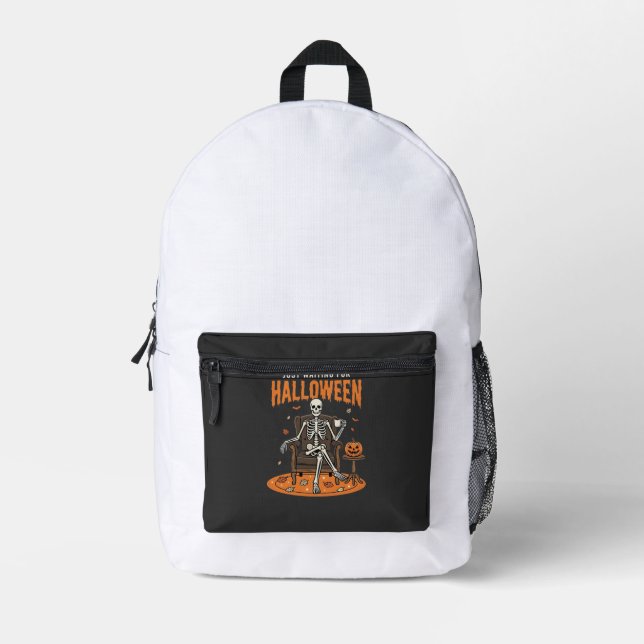 Just Waiting For Halloween Skeleton Design_1 Printed Backpack (Front)