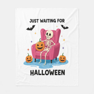 Just Waiting for Halloween Skeleton Fleece Blanket
