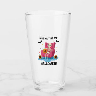 Just Waiting for Halloween Skeleton Glass