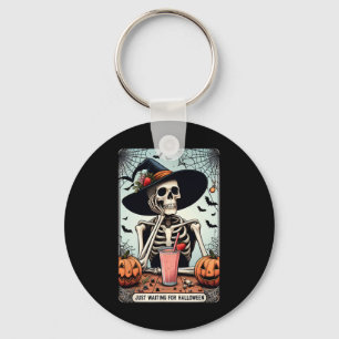 Just Waiting For Halloween Skeleton Hat Witches Keychain