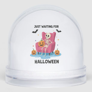 Just Waiting for Halloween Skeleton Snowglobe