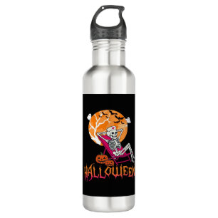 Just Waiting For Halloween Summer Nurse Skeleton P 710 Ml Water Bottle
