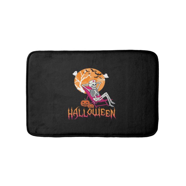 Just Waiting For Halloween Summer Nurse Skeleton P Bath Mat (Front)