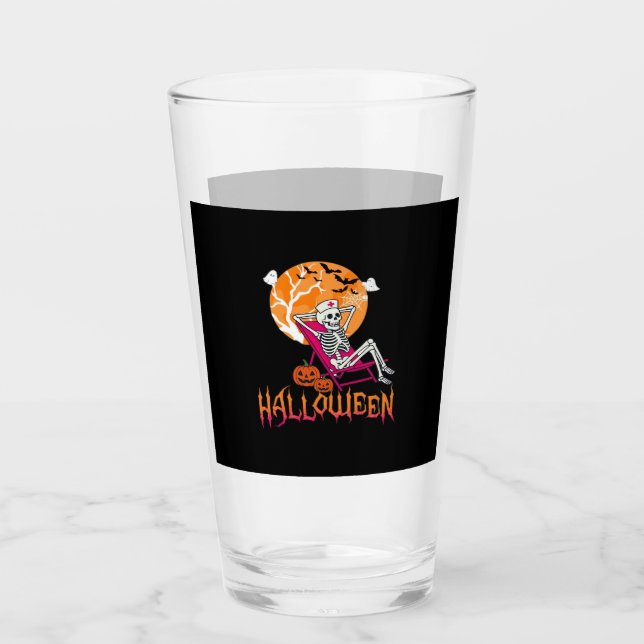 Just Waiting For Halloween Summer Nurse Skeleton P Glass (Front)