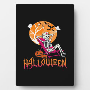 Just Waiting For Halloween Summer Nurse Skeleton P Plaque