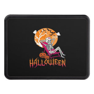 Just Waiting For Halloween Summer Nurse Skeleton P Trailer Hitch Cover
