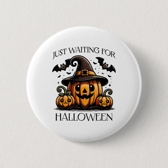 Just Waiting For Halloween Summer Spooky Pumpkin  2 Inch Round Button (Front)