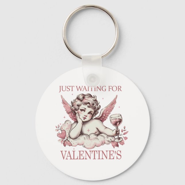 Just Waiting For Valentine Keychain (Front)