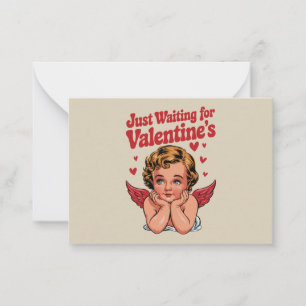 Just Waiting For Valentine's Retro Baby Cupid Love Card