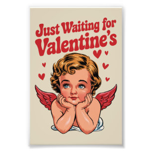 Just Waiting For Valentine's Retro Baby Cupid Love Photo Print