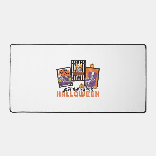 Just Waiting Halloween Fall Vibes Desk Mat (Front)