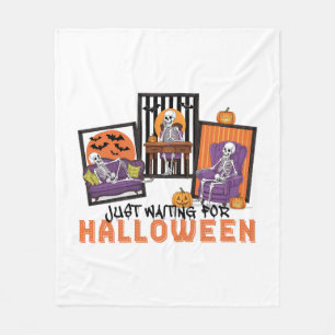 Just Waiting Halloween Fall Vibes Fleece Blanket