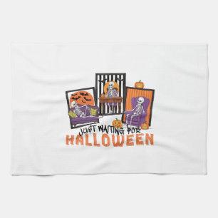 Just Waiting Halloween Fall Vibes Kitchen Towel