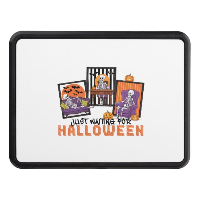 Just Waiting Halloween Fall Vibes Trailer Hitch Cover (Front)