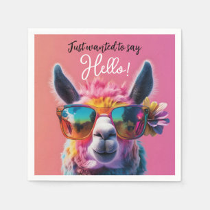 Just wanted to say Hello colorful Llama design Napkin
