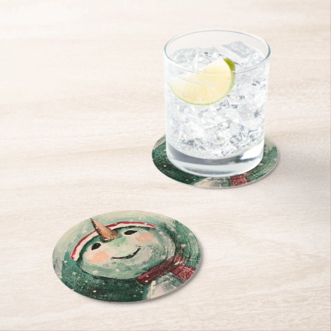 Just Watching the Snow Round Paper Coaster (Insitu)