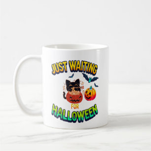 just wating for Halloween Black Cat Van Gogh Starr Coffee Mug