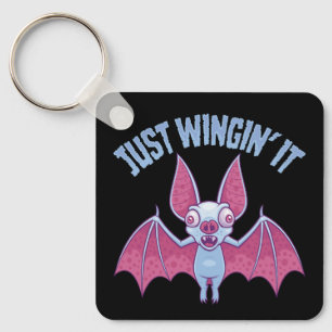 Just Wingin' It Derpy Albino Bat Keychain