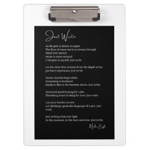 Just write inspirational poem poetry wall poster clipboard