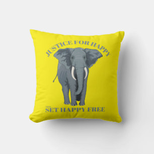 JUSTCE FOR HAPPY, SET HAPPY FREE                   THROW PILLOW