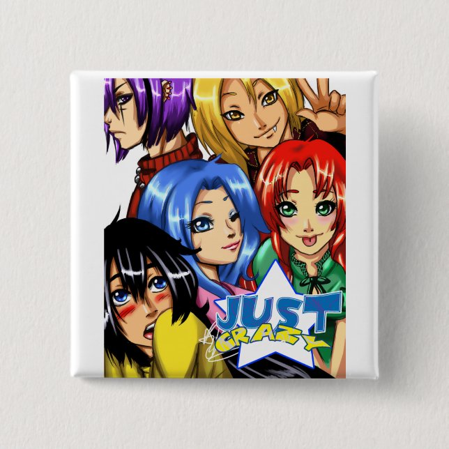 justcrazy group 2 inch square button (Front)