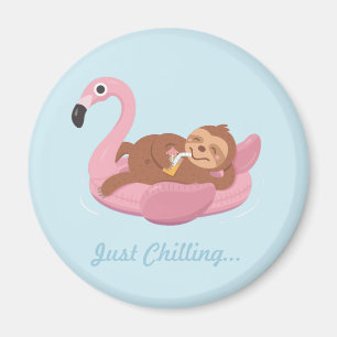Juste Chilling Sloth Flamant rose rose Aimant