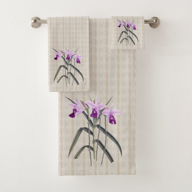Juste ensemble de serviette de Bath d'orchidées (En situation)