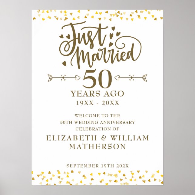 Juste marié 50ème Mariage Anniversaire Affiche de  (Devant)