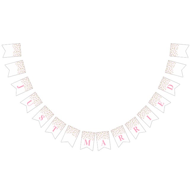 Juste Marié Bannière Pink Gold Confetti (Tout)