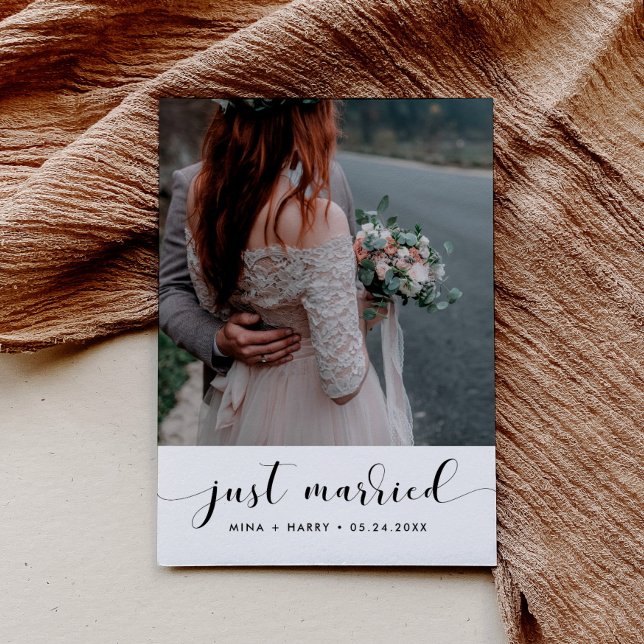 Juste marié Élégant carte photo faire-part (Créateur téléchargé)