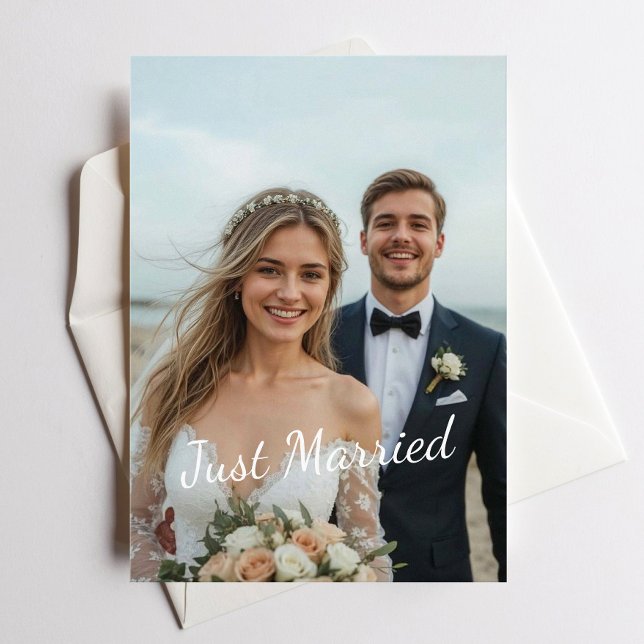 Juste Marié Élégant mariage Faire-part photo (Créateur téléchargé)
