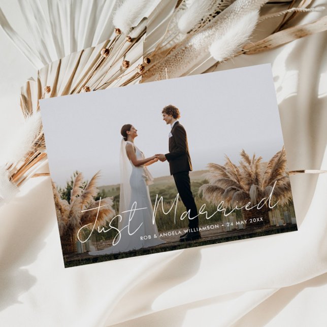 Juste marié mince script mariage faire-part (Créateur téléchargé)