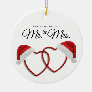 Juste marié un ornement de Noël Nouveau coeur de m