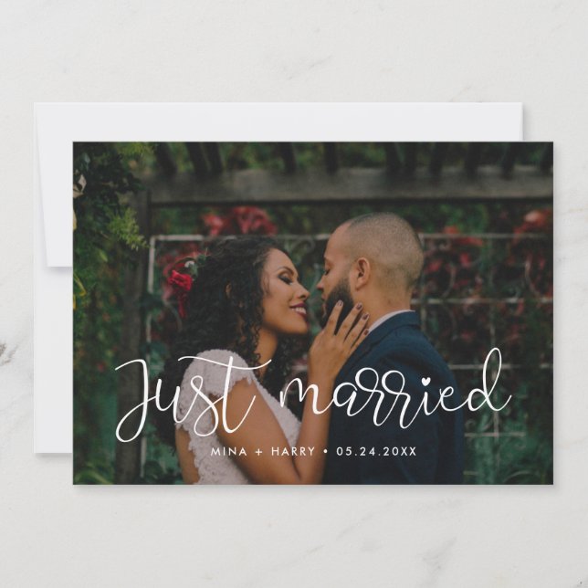 Juste marié Whimsical mariage carte photo (Devant)