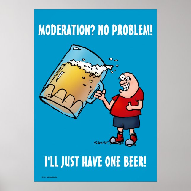 Juste une bière amusant Poster bleu (Devant)