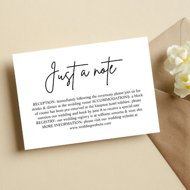 Juste une note Minimale Détails du Mariage Carte d (Créateur téléchargé)