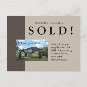 Juste Vendu Immobilier Carte postale Taupe