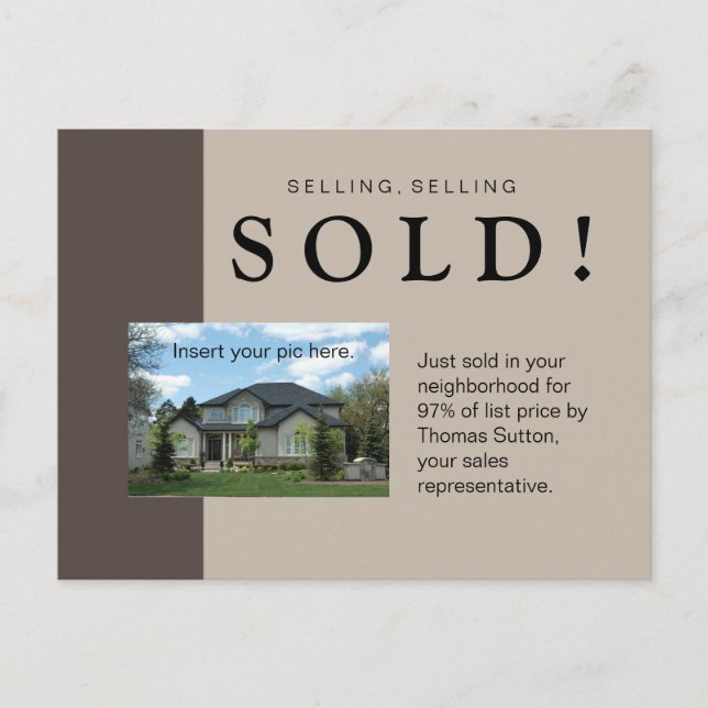 Juste Vendu Immobilier Carte postale Taupe (Devant)