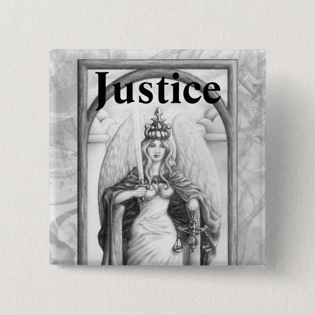 Justice 2 Inch Square Button (Front)