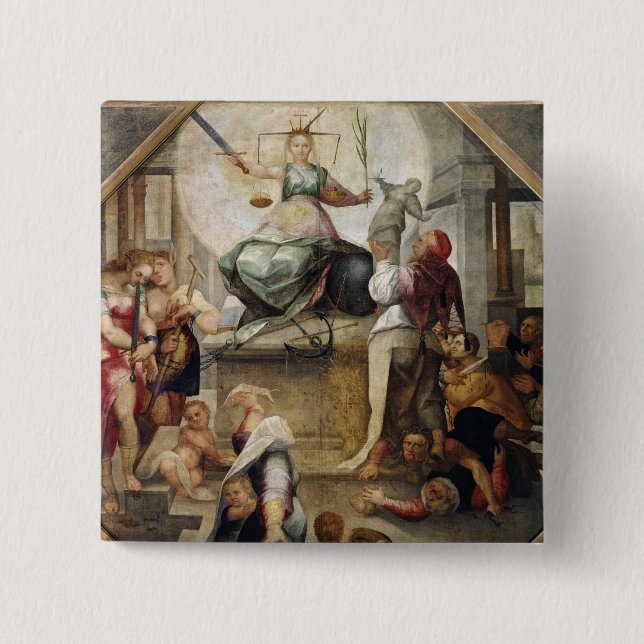 Justice 2 Inch Square Button (Front)