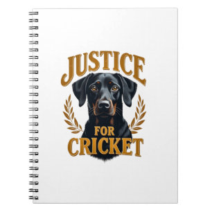 Justice For Cricket Vintage Dog Memorial Typograph Notebook