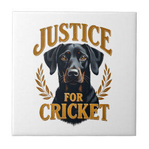Justice For Cricket Vintage Dog Memorial Typograph Tile