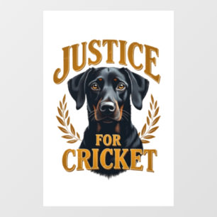 Justice For Cricket Vintage Dog Memorial Typograph Window Cling