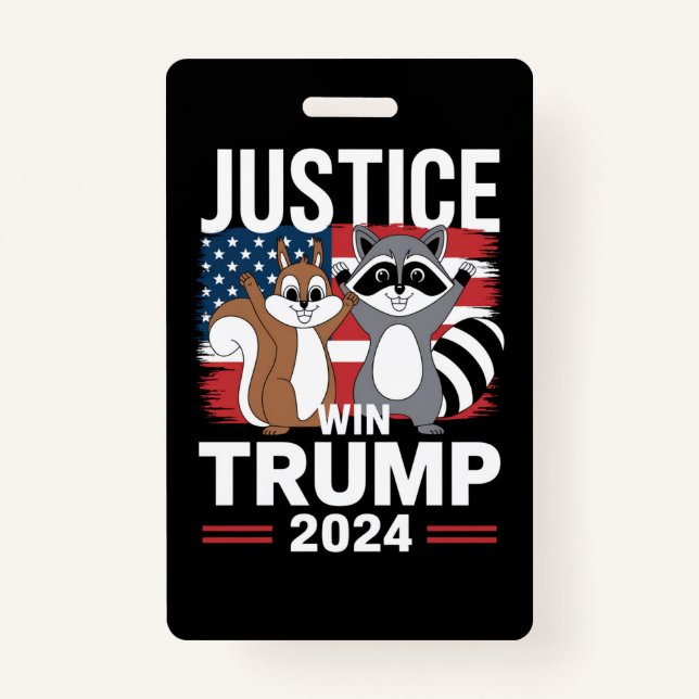Justice For Peanut Win Trump 2024 Badge (Front)