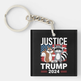 Justice For Peanut Win Trump 2024 Keychain